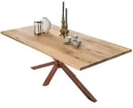 Mid.you Esstisch, Braun, Natur, Holz, Metall, Wildeiche, massiv, rechteckig,