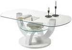 Livetastic Couchtisch, Wei&szlig;, Glas, Holzwerkstoff, oval, Bodenplatte, 60x40x110 cm,