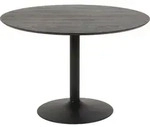 P & B Esstisch, Schwarz, Esche, Metall, Holzwerkstoff, furniert, rund, Rundrohr,