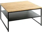 Couchtisch, Schwarz, Eiche, Holz, Metall, Eiche, massiv, quadratisch, eckig, 70x40x70