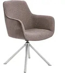 Novel Armlehnstuhl, Edelstahl, Cappuccino, Metall, Textil, konisch, A-Form, 60x88x64