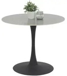 Boxxx Esstisch, Grau, Schwarz, Metall, Stein, Marmoroptik, rund, S&auml;ule, Bodenplatte,