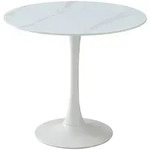 Boxxx Esstisch, Wei&szlig;, Metall, Keramik, rund, S&auml;ule, 90x75x90 cm, Esszimmer, Tische,
