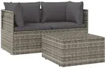 vidaXL Garten-Lounge-Set, Grau, Kunststoff, Rechteckig,quadratisch, S&auml;ule,