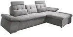 Mid.you Ecksofa, Grau, Kunststoff, Uni, F&uuml;llung: Polyester, Ottomane rechts, L-Form,