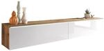 P & B Lowboard D180, Eiche Wotan, Wei&szlig; Hochglanz, Kunststoff, kaltwei&szlig;,...