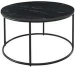 Carryhome Couchtisch, Schwarz, Stein, rund, 80x46x80 cm, Wohnzimmer,