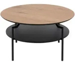 Livetastic Couchtisch, Schwarz, Eiche, Metall, Holzwerkstoff, rund, Rundrohr,