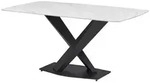 P & B Esstisch, Schwarz, Wei&szlig;, Keramik, Marmoroptik, rechteckig, X-Form,