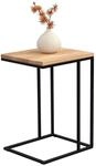 Beistelltisch, Schwarz, Eiche, Holz, Metall, Wildeiche, massiv, rechteckig, C-Form,