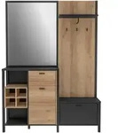 Mid.you Garderobe, Schwarz, Eiche, Holzwerkstoff, 145x200x40 cm, Garderobe,