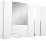 home24 Dreht&uuml;renschrank, Wei&szlig;, Glas, Holzwerkstoff, 10 F&auml;cher, 3 Schublade(n)