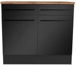 P & B Schubkastenunterschrank, Schwarz, Holzwerkstoff, 2 F&auml;cher, 2 Schublade(n)