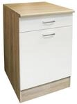 P & B K&uuml;chenunterschrank Andy, Wei&szlig;, Sonoma Eiche, Holzwerkstoff, 1 F&auml;cher, 1