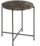 Beistelltisch, Braun, Dunkelbraun, Stein, rund, X-Form, rund, 42x45x42 cm,