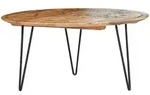 Carryhome Couchtisch, Braun, Holz, Mangoholz, massiv, rund, Rundrohr, 90x44x90...