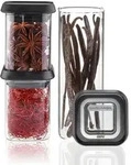 Gefu Vorratsdosenset Pantry, Schwarz, Transparent, Glas, 3-teilig, 0,180 L, Deckel