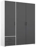 Rauch M&ouml;bel Dreht&uuml;renschrank, Grau, Wei&szlig;, Holzwerkstoff, 3 F&auml;cher, 2 Schublade(n)