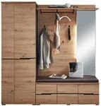 Voleo Garderobe, Graphit, Eiche Artisan, Holzwerkstoff, 3-teilig, 185x196x37 cm,