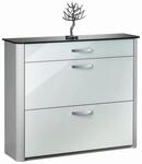 Moderano Schuhschrank, Silber, Wei&szlig;, Alu, Metall, Glas, Holzwerkstoff, 1