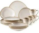 M&auml;ser Kombiservice La Sinfonia, Wei&szlig;, Beige, Keramik, 16-teilig, 300 ml,