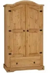 CARO-M&ouml;bel Kleiderschrank, Natur, Holz, Kiefer, Vintage, 103x188x57 cm,