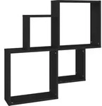 vidaXL Wandregal, Schwarz, Holz, Strukturbuche, Rechteckig, 80x78.5x15 cm,