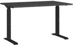 Germania Schreibtisch, Graphit, Schwarz, Metall, Holzwerkstoff, rechteckig, C-Form,