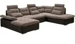 Mid.you Ecksofa, Dunkelbraun, Hellbraun, Textil, F&uuml;llung: Schaumstoff, Ottomane