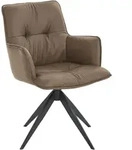 Dieter Knoll Armlehnstuhl, Schwarz, Taupe, Metall, Leder, Echtleder, Rindleder,