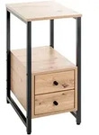 Beistelltisch, Schwarz, Eiche, Metall, Holzwerkstoff, 2 Schublade(n) Schubladen,