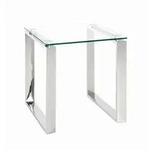 Beistelltisch, Edelstahl, Metall, Glas, Kufe, 42x45x42 cm, Wohnzimmer,