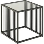 Mid.you Beistelltisch, Schwarz, Metall, Glas, quadratisch, w&uuml;rfelf&ouml;rmig,...