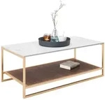 Playboy Couchtisch Playboy, Wei&szlig;, Nussbaum, Gold, Holzwerkstoff, Marmoroptik,