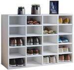 Mid.you Schuhregal, Wei&szlig;, Holzwerkstoff, 16 F&auml;cher, 92x67x33 cm, Garderobe,