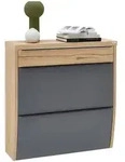 Dieter Knoll Schuhkipper, Grau, Eiche, Holzwerkstoff, furniert, massiv, 1 F&auml;cher, 1