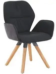 Valdera Armlehnstuhl, Graphit, Schwarz, Holz, Textil, Leder, Echtleder,...