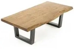 Mid.you Couchtisch, Schwarz, Akazie, Holz, Metall, Akazie, massiv, rechteckig, Kufe,