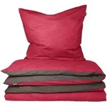 Schiesser Bettw&auml;scheset, Dunkelgrau, Rot, Textil, 155x220 cm, Schlaftextilien,