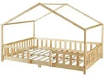 [en.casa] Hausbett, Natur, Holz, Kiefer, 120x200 cm, Kinder- & Jugendzimmer,