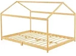 [en.casa] Hausbett, Natur, Holz, Bambus, 140x200 cm, Kinder- & Jugendzimmer,
