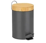 Relaxdays Kosmetikeimer, Grau, Metall, Holz, Kunststoff, 17x24.5x23 cm,