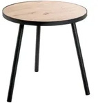 Beistelltisch, Schwarz, Eiche, Metall, Holzwerkstoff, rund, Rundrohr, 50x52x50 cm,