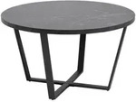 Carryhome Couchtisch, Schwarz, Metall, Holzwerkstoff, Marmoroptik, rund, 77x44x77 cm,