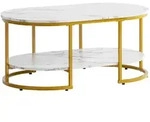 Livetastic Couchtisch, Wei&szlig; Hochglanz, Holzwerkstoff, Marmoroptik, rechteckig,