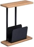 Beistelltisch, Schwarz, Eiche, Metall, Holzwerkstoff, rechteckig, Bodenplatte,