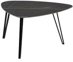 Beistelltisch, Schwarz, Metall, Stein, Freiform, eckig, Haarnadel, 68x45x83 cm,