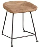 Mid.you Hocker, Natur, Schwarz, Holz, Metall, Akazie, massiv, 42x48x38 cm,