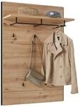 Voleo Garderobenpaneel Garderobe, Schwarz, Eiche Artisan, Holzwerkstoff, 88x126x32