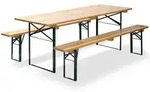 Gardenson Biertischgarnitur Veba, Holz, Metall, 3-teilig, Fichte, Kiefer, 220x78x50
